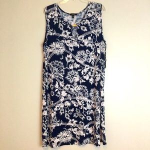 ESPRESSO Dress Navy White Floral Sleeveless 2X